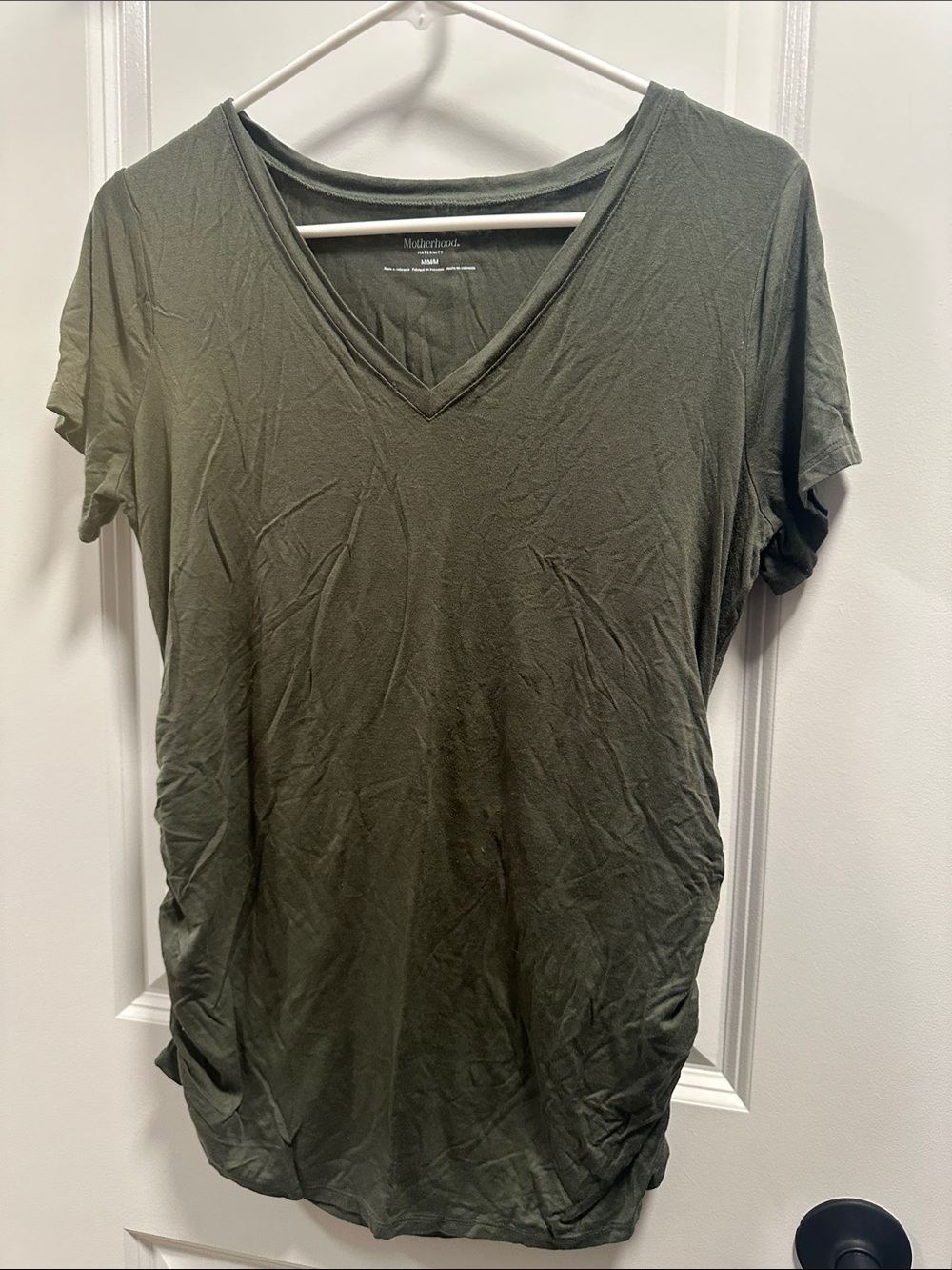 Motherhood maternity t shirt with crunched sides